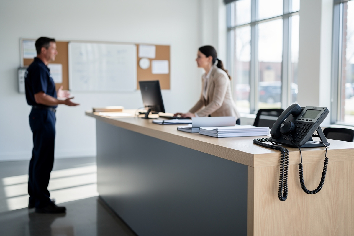 Erreurs de langage téléphone garage illustrées par un accueil professionnel et soigné