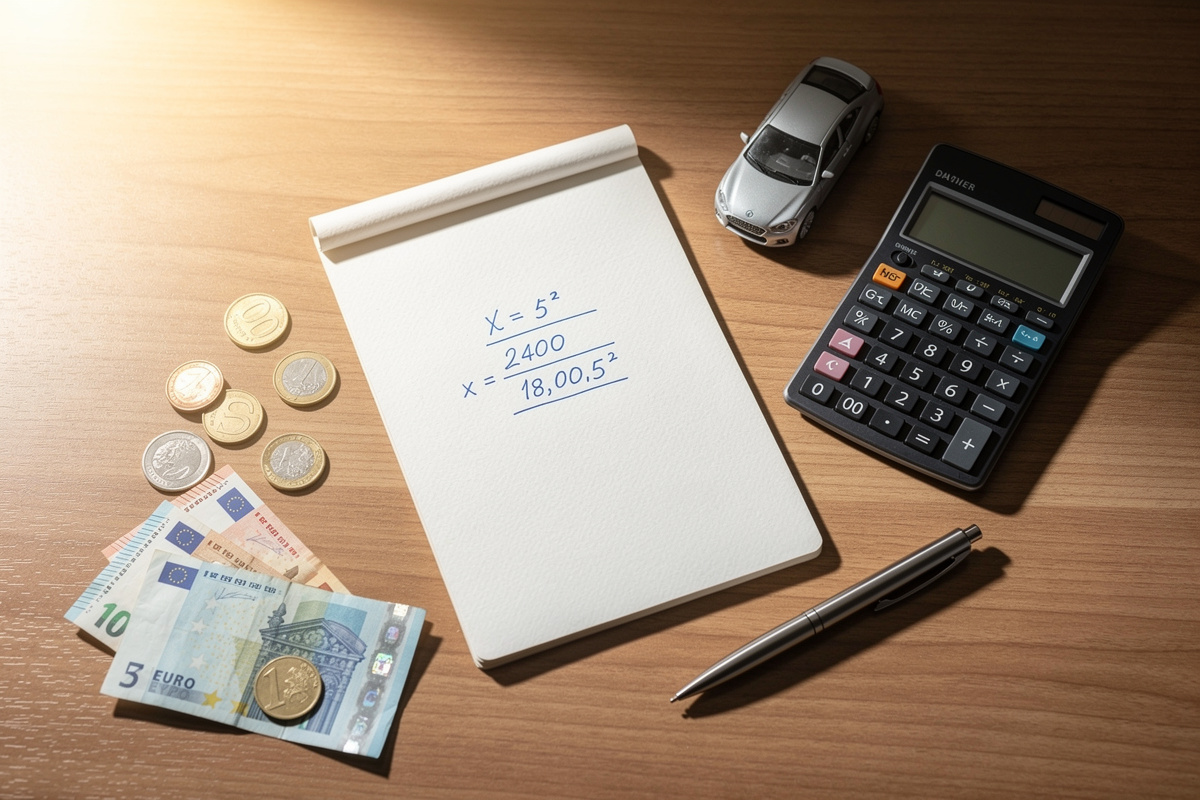 Calcul du manque à gagner garage automobile avec formule simple posée sur un bureau de garagiste