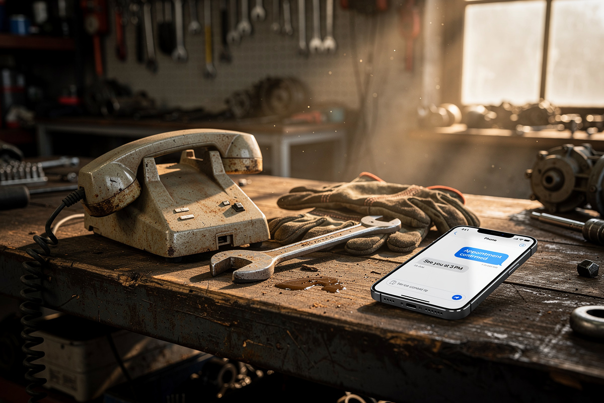 Appel manqué dans un garage et prise de RDV automatisée via chatbot sur smartphone