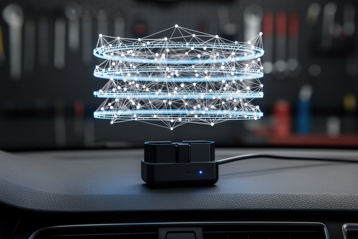 Algorithme d'apprentissage automatique analysant les données OBD2 pour le diagnostic prédictif IA automobile