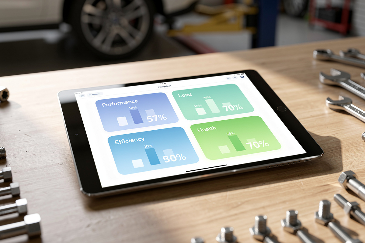 Tableau de bord KPI téléphoniques affichant les 4 indicateurs clés de performance pour un garage automobile performant