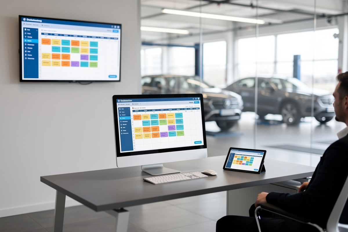 Planning atelier connecté entre agenda, DMS et outils pour fiabiliser la prise rendez-vous garage