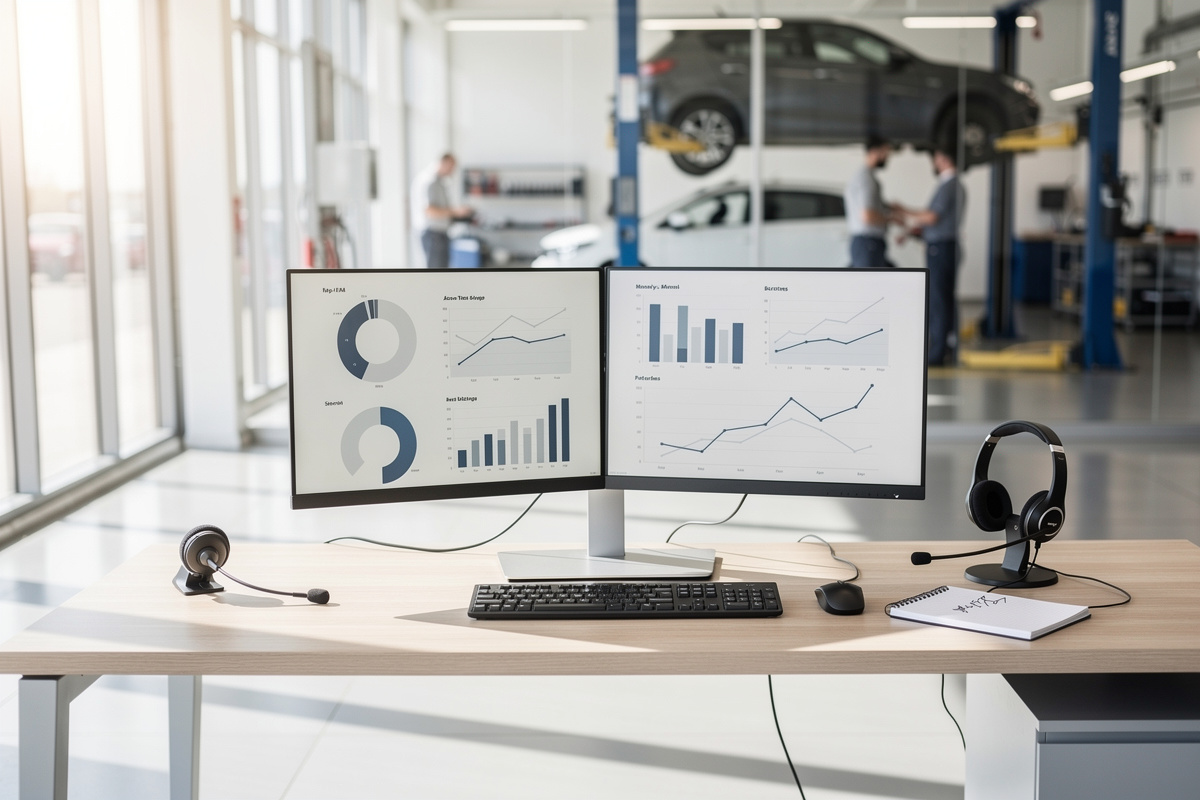 Tableau de bord de performance pour mesurer un secrétariat à distance en garage