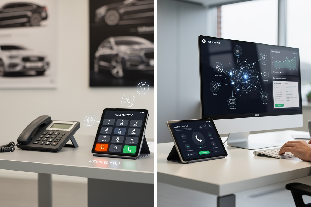 Comparatif visuel entre standard classique, automatique, virtuel et IA pour un standard téléphonique garage