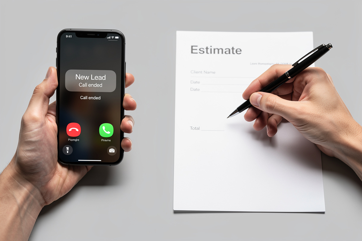 Appel manqué d'artisan symbolisant un chantier perdu, entre téléphone sans réponse et devis non signé