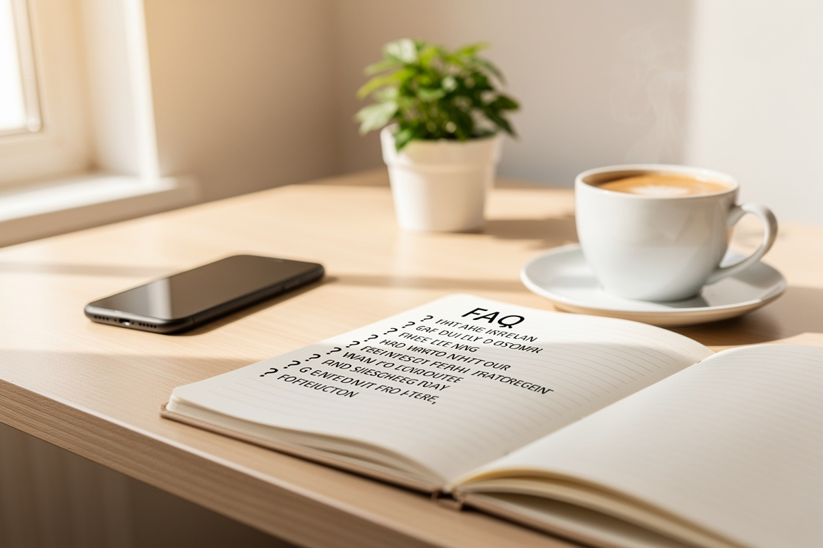 Bureau d'artisan avec FAQ sur le message d'accueil téléphonique artisan — questions fréquentes répondeur
