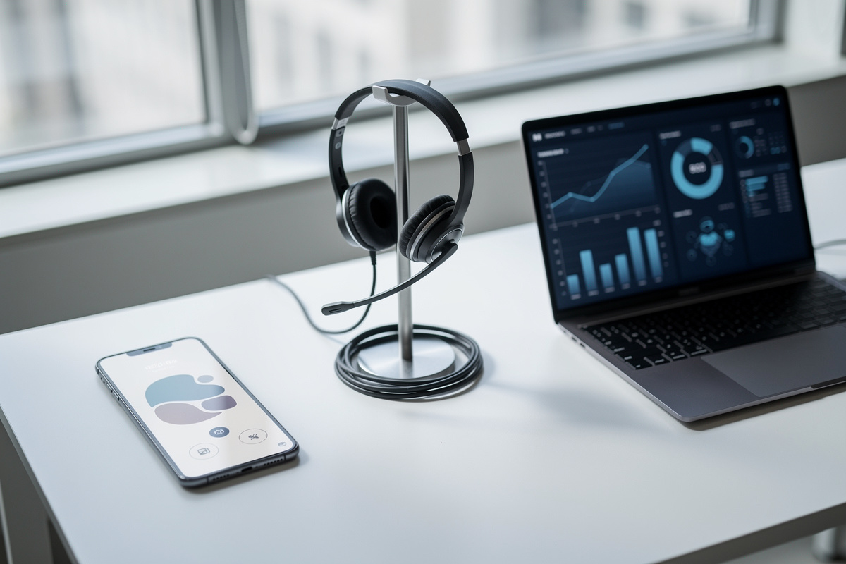 Qualification appels entre humain, callbot et IA dans un environnement de travail moderne.