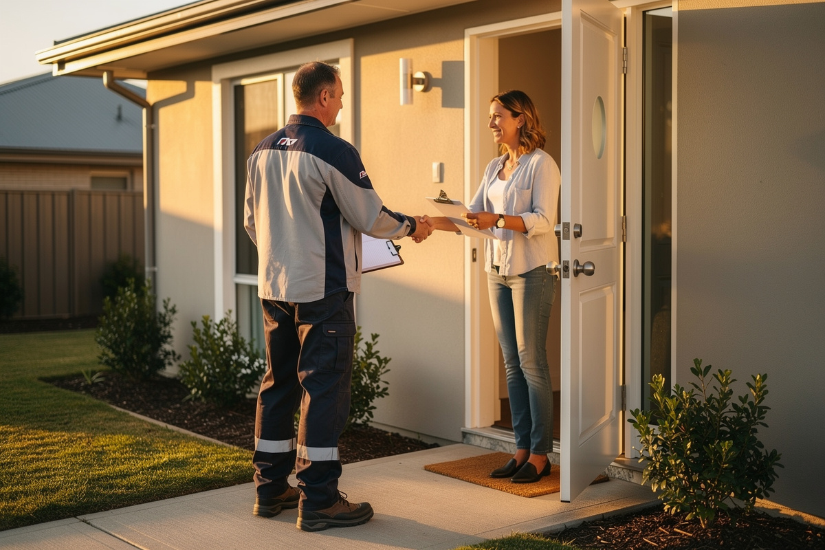 Artisan confirmant un rendez-vous de chiffrage avec un client après un appel de qualification réussi