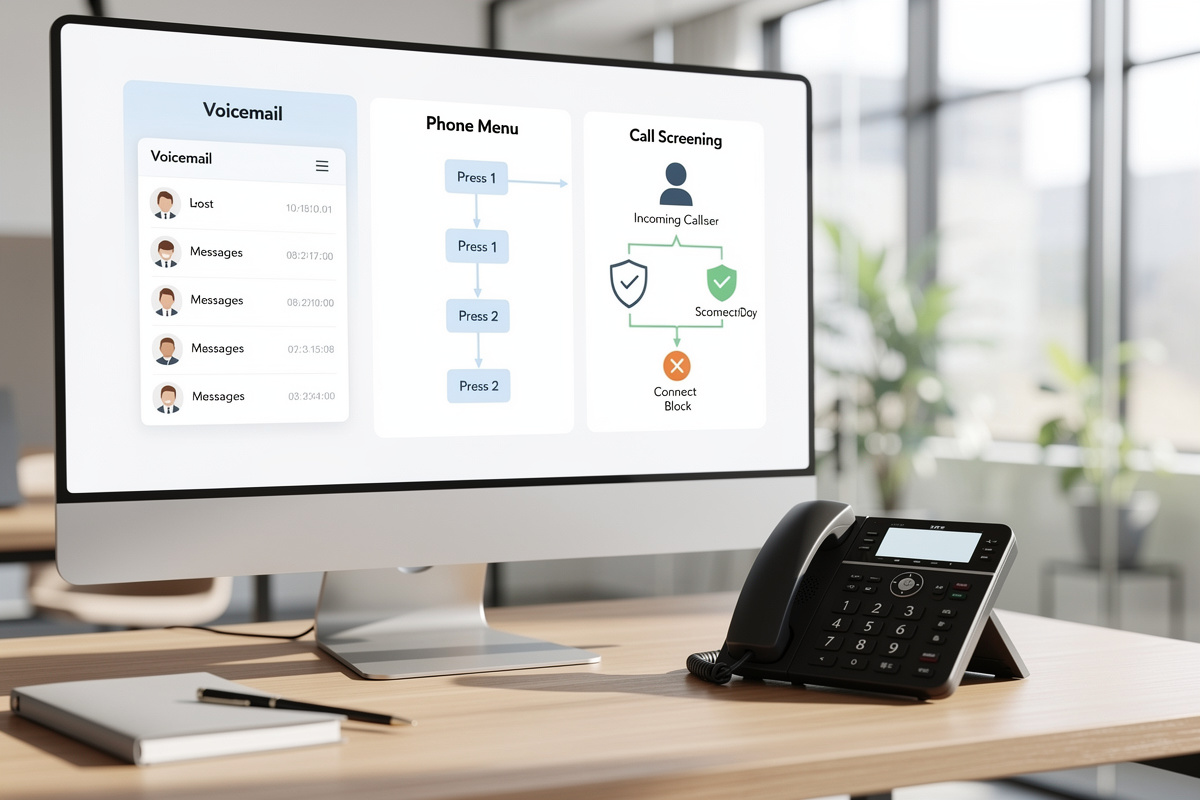 Différences entre repondeur professionnel, standard automatique et messagerie vocale dans un bureau moderne