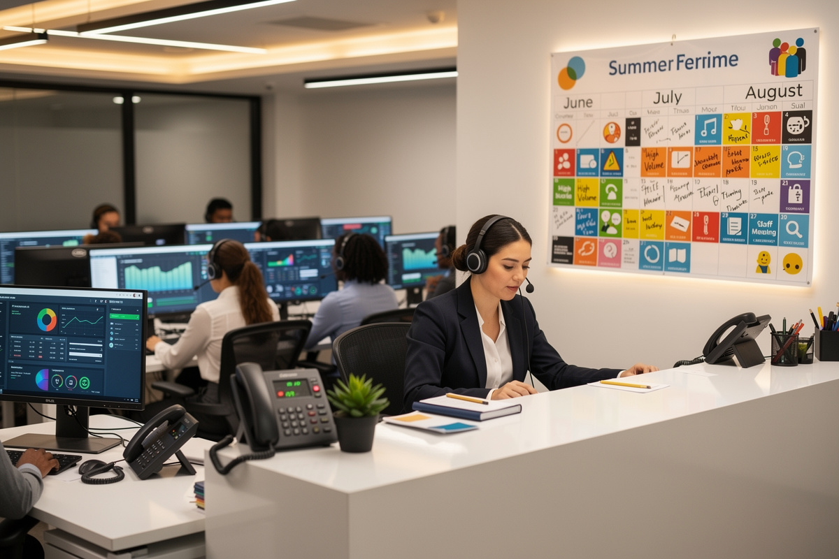 Standard téléphonique d'auto-école saturé lors des pics d'appels saisonniers de juin-juillet et septembre