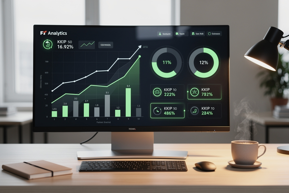 Tableau de bord ROI avec KPIs clés mesurant les performances d'un assistant vocal auto-école