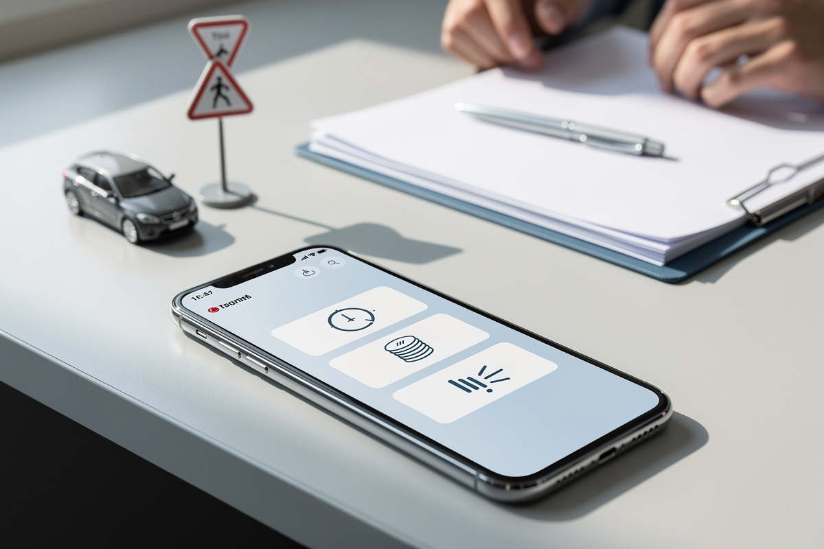 Chatbot auto ecole qui évalue disponibilité, budget et urgence dans une interface fluide.