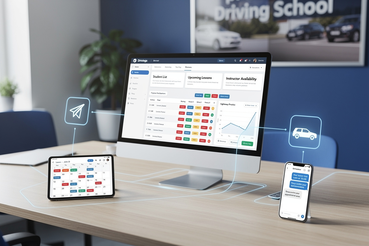 Intégration CRM auto-école connecté à l'agenda de planification et aux outils de communication