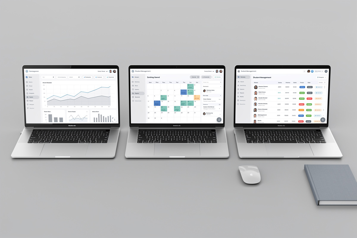Comparatif de logiciels IA pour auto-école 2026 affichés sur plusieurs écrans d'ordinateur
