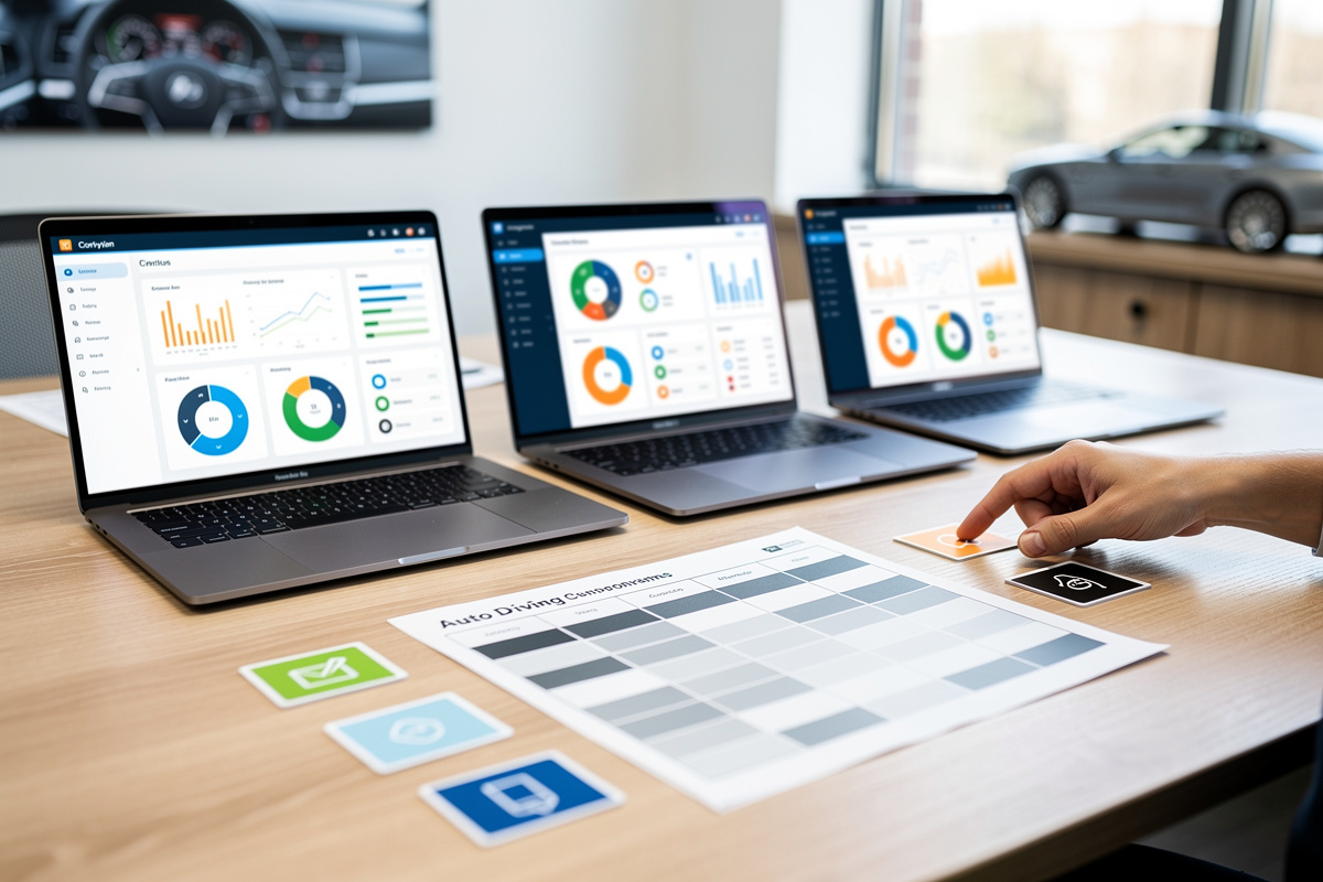 Grille de comparaison de trois logiciels crm pour auto-école