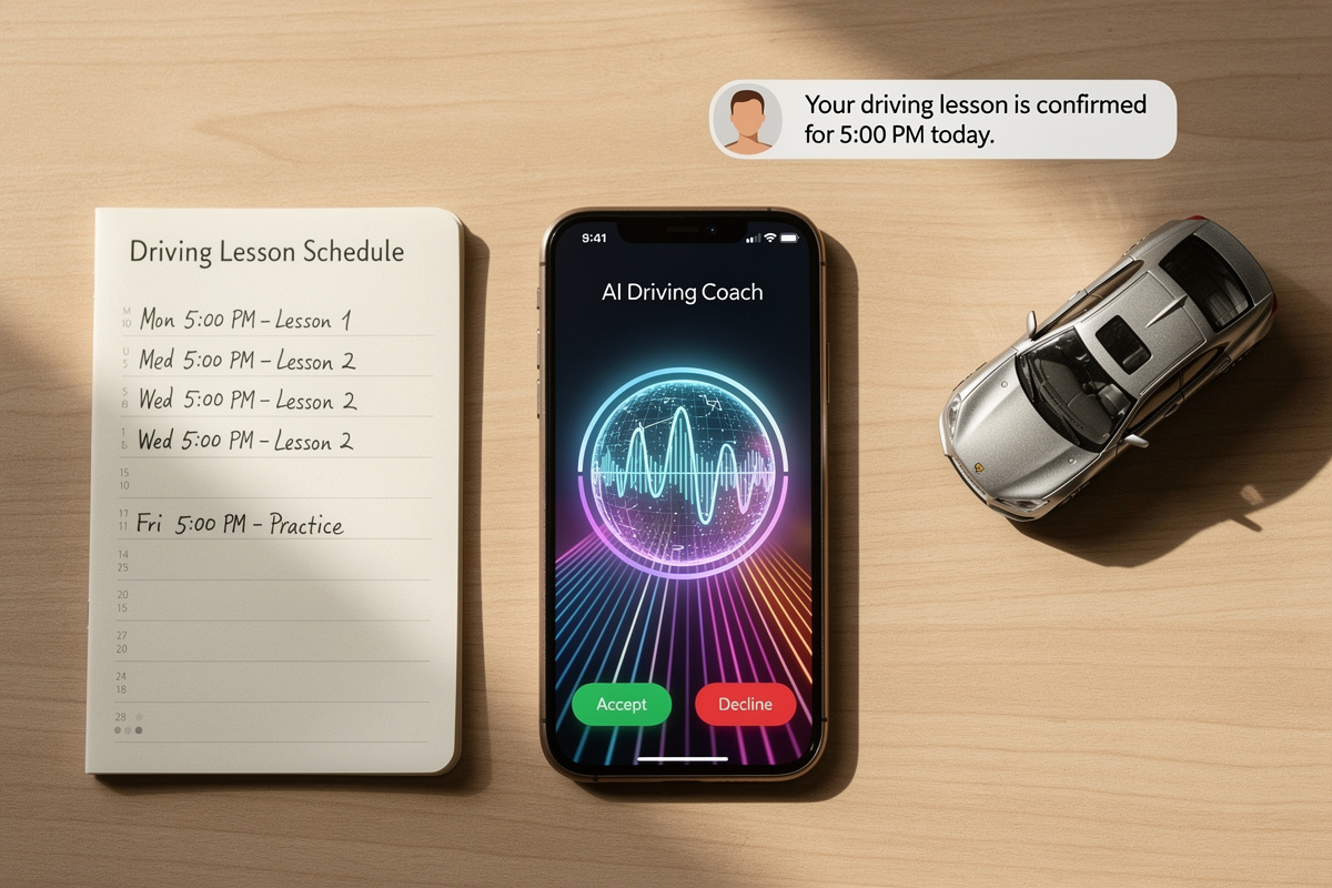 Smartphone gérant automatiquement des appels et prises de RDV pour une auto-école, 24h sur 24