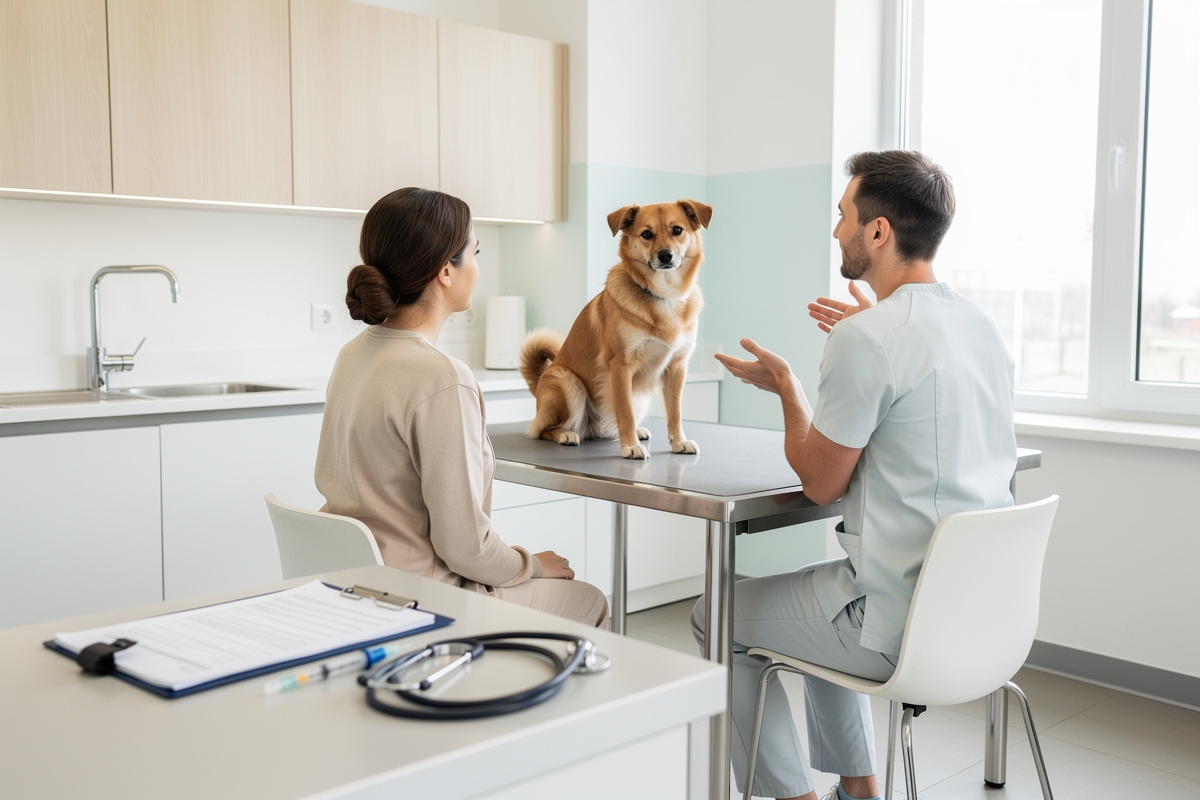 Comparaison visuelle entre suivi, vaccin et renouvellement lors d'une consultation de suivi vétérinaire