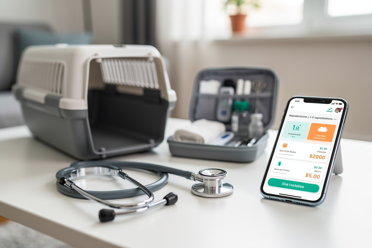 Matériel de consultation veterinaires domicile illustrant le tarif, le déplacement et les majorations