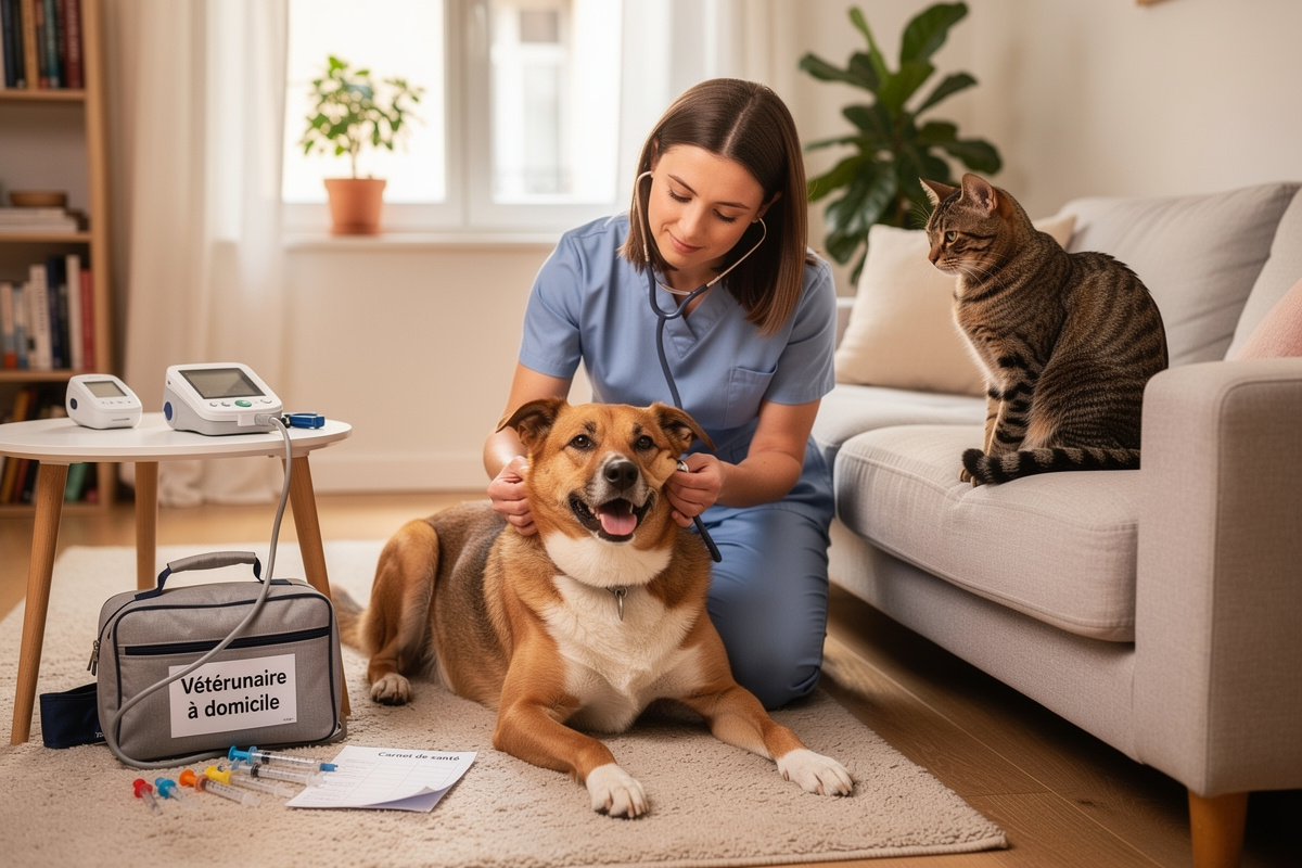 Consultation veterinaires domicile pour chien et chat avec examen et soins courants à la maison
