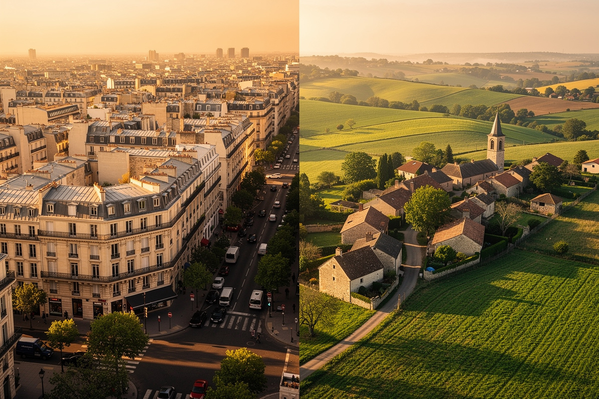 Vue aérienne comparant Paris et la province, symbolisant les écarts de tarifs vétérinaires selon la région