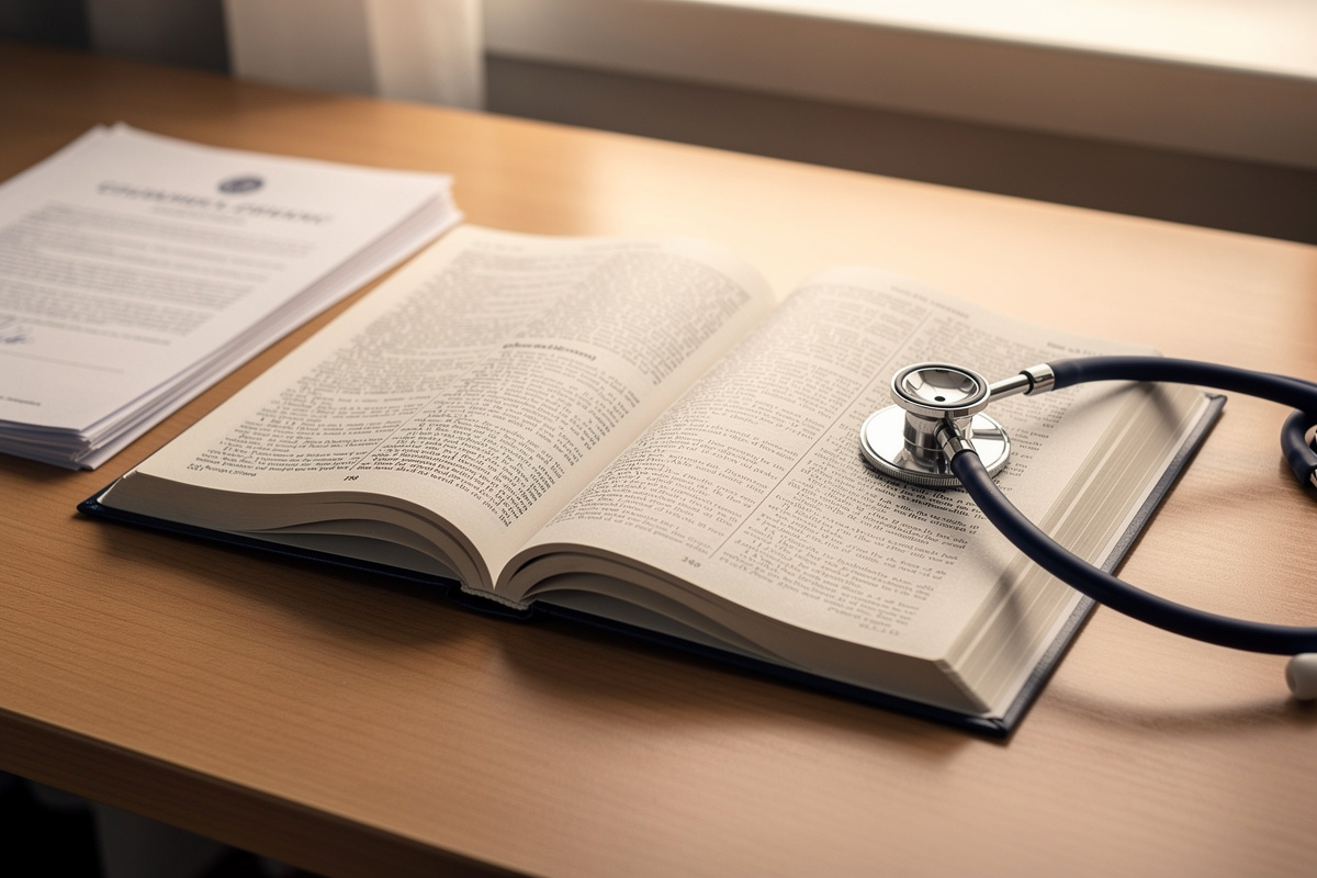 Code rural et déontologie vétérinaire posés sur un bureau, cadre légal de la téléphonie en cabinet