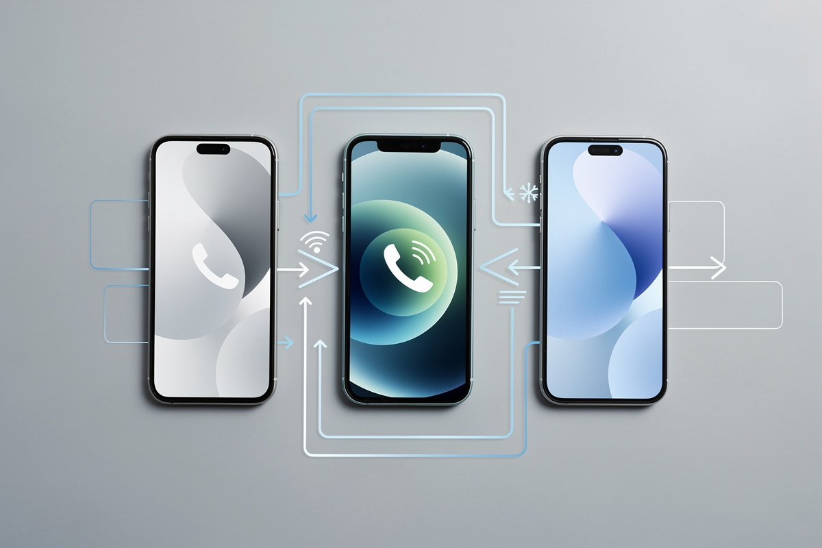 Trois téléphones illustrant régulation téléphonique, permanence et télémédecine vétérinaire distinctes