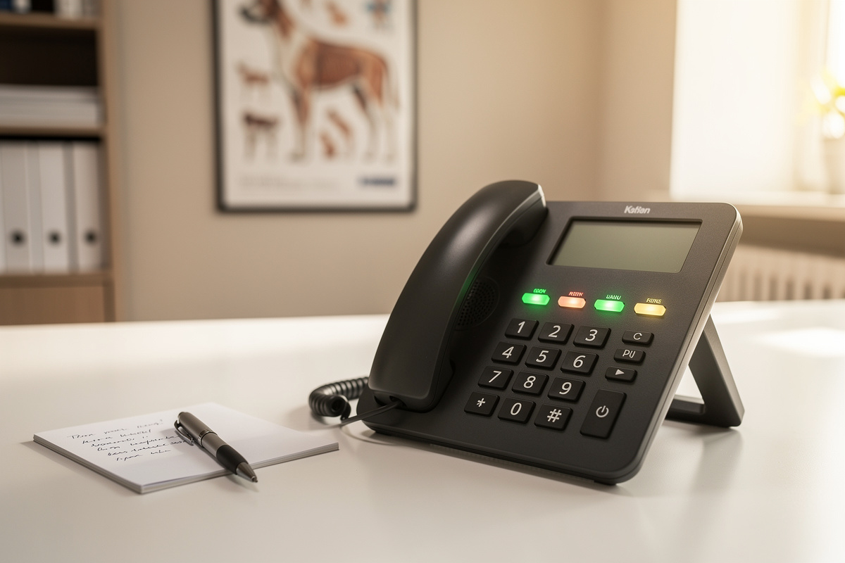 Téléphone de permanence vétérinaire symbolisant les questions fréquentes sur les obligations d'astreinte nocturne