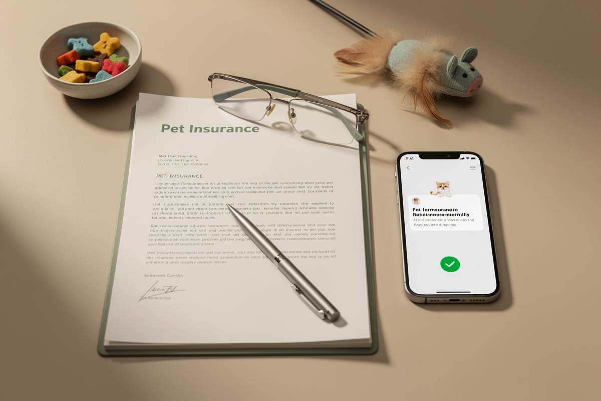 Document d'assurance animale et notification de remboursement de téléconsultation vétérinaire sur smartphone