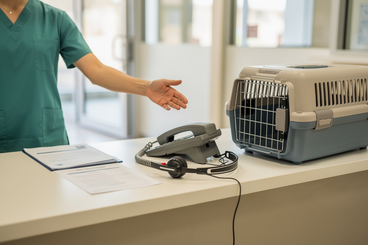 Consignes immédiates au propriétaire pendant le triage telephonique dans une clinique vétérinaire.