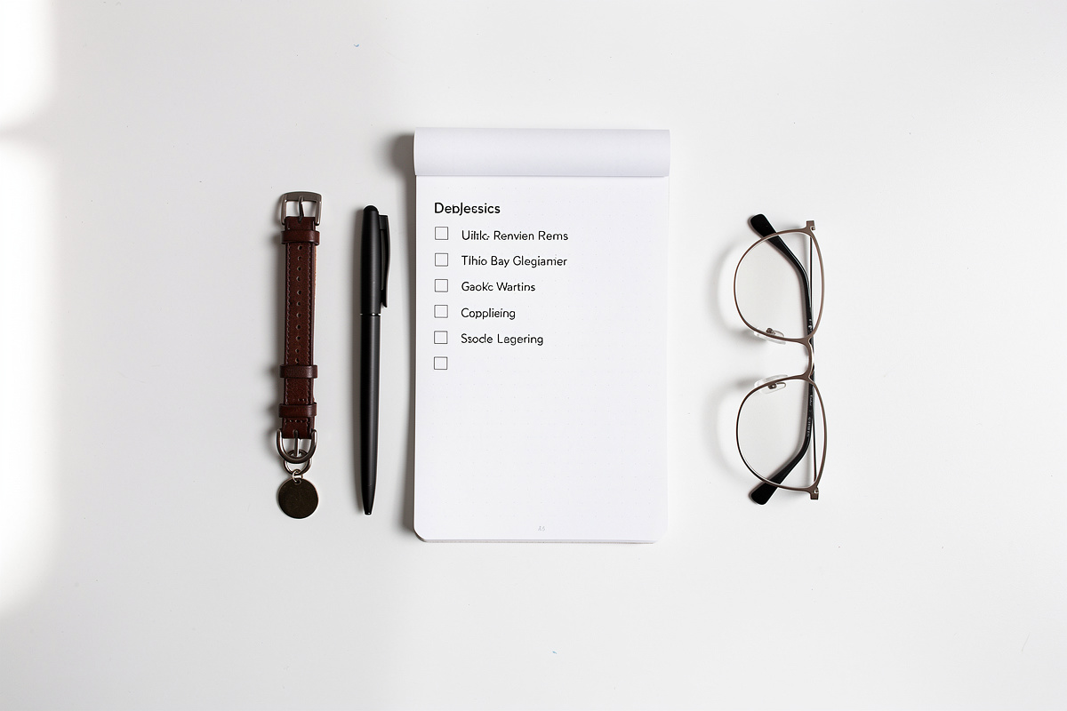 Bureau épuré avec checklist et accessoire pour animal, illustrant les questions fréquentes sur les urgences vétérinaires